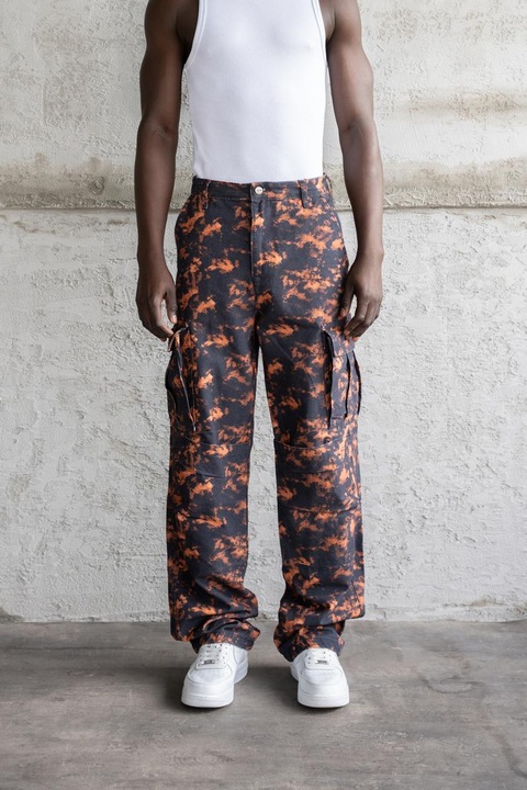 Pantaloni barbati, Machinist, blugi cargo baggy, portocalii, bumbac, L INTL
