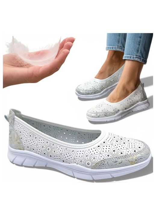 Дамски балеринки Evento Slip-On Естествена кожа, Черен