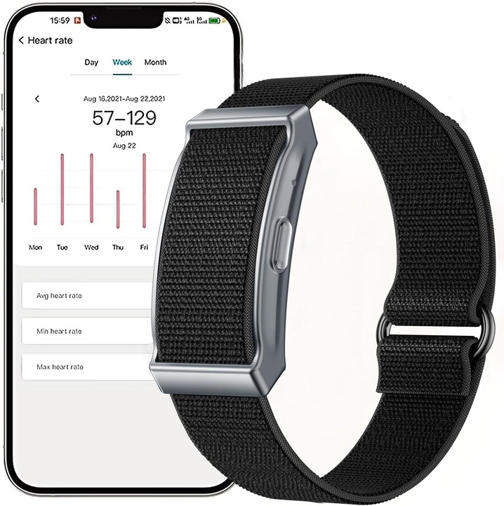 Bratara Fitness Smart Findtime, Fara Display, Monitorizare Puls si Somn, 100+ Moduri Sport, Bluetooth, Negru