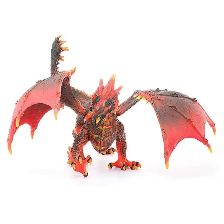 Piros sárkány figura mozgatható részekkel, ELDRADOR, 15cm