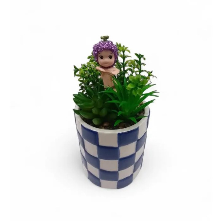 Figurina colectie fructe si struguri, decor lucios, handmade, multicolor, 5x10cm