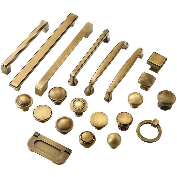 Réz ajtókilincs, minimalista amerikai stílus, antik bronz felület, ergonomikus, többféle méret