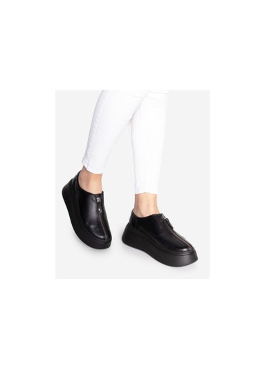 Pantofi casual dama din piele naturala, Leofex, UrbanShoes 285-2 Negru Box, Negru