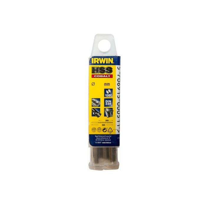 10 darabos HSS Cobalt Irwin fémfúró készlet 2.5 x 30 x 57 mm
