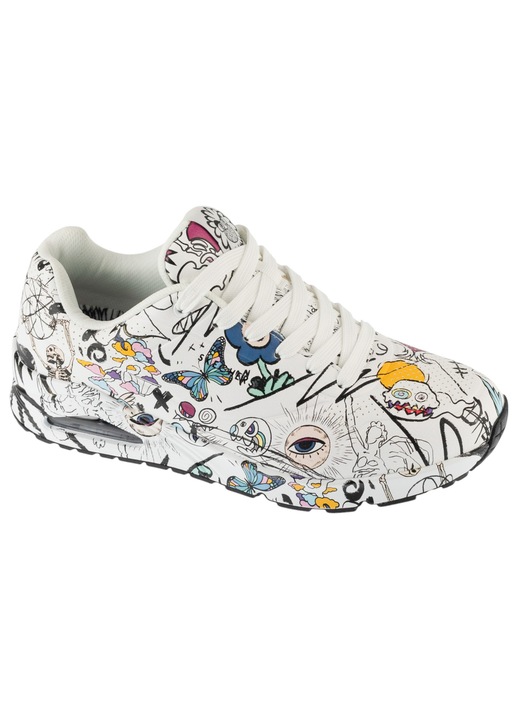 Pantofi sport, Skechers Uno - Process Sketch 183501, Alb