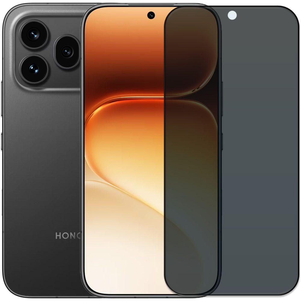Folie din sticla securizata pentru Honor 600 Pro, HAMSTERBOX Privacy Shield, Protectie completa ecran, Full face, Aplicare rapida, Case Friendly, Negru