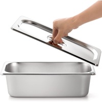 Tava Gastronorm EDAR GN 1 / 3 Din Inox Cu Capac, 6.2L, 32.5x17.5x10 cm, Stivuibila, Compatibila Cuptor si Frigider, Potrivit pentru Hoteluri, Restaurante, Catering, Uz Casnic, Argintiu
