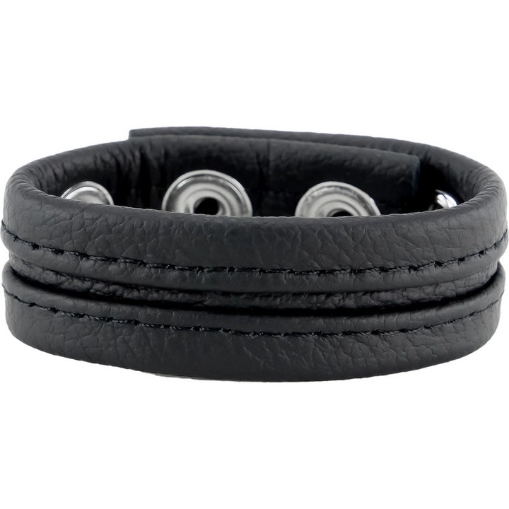 Állítható intim gyűrű Red Leather természetes bőr fekete 22mm 30x55mm
