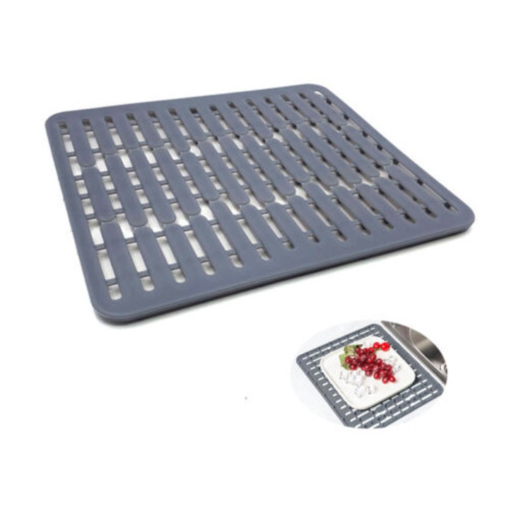 Szilikon mosogató alátét, szürke, mérete 32,5x28,7x1,1cm, 1 darabos szett