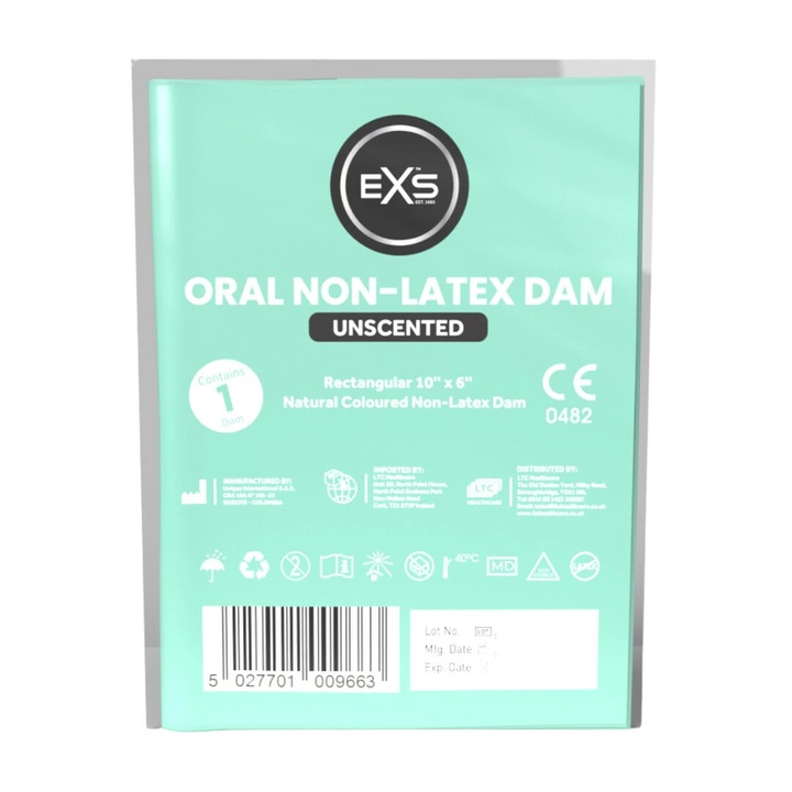 Орална бариера EXS Non-Latex, без вкус, 25x15cm, 1 брой