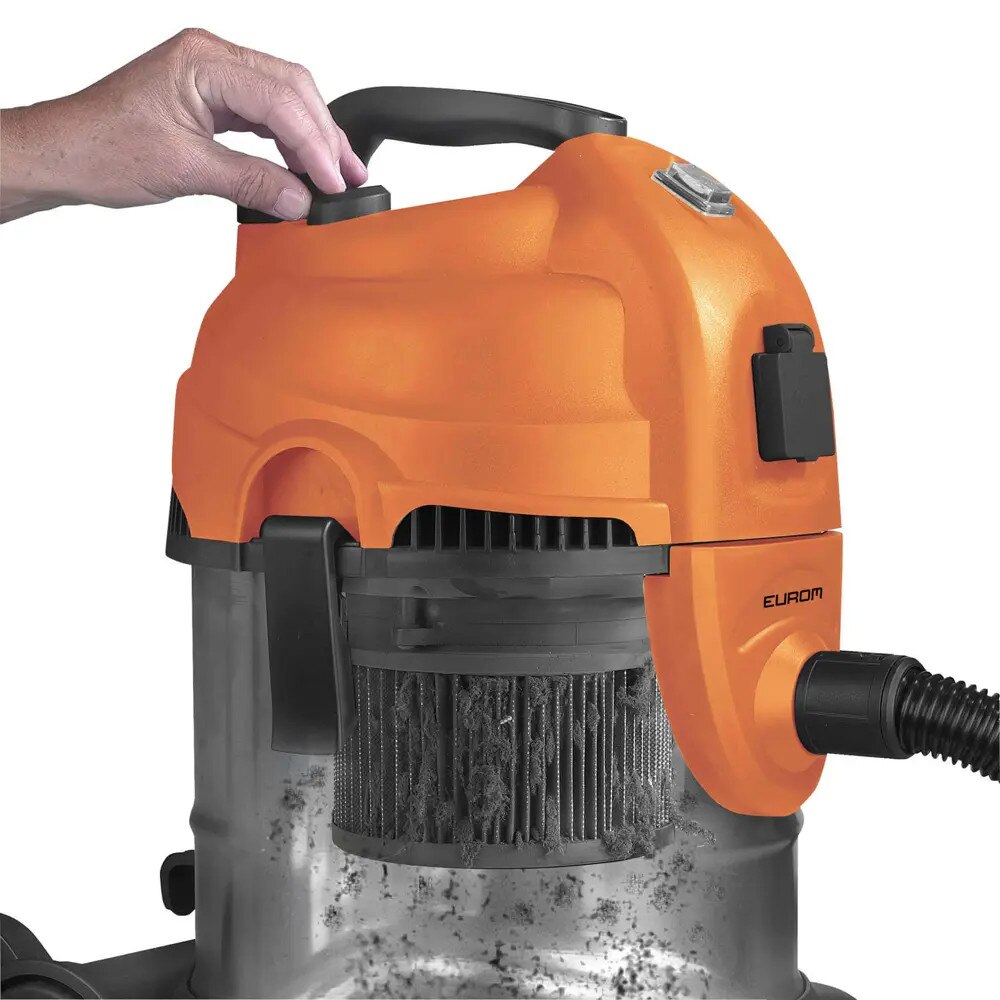 Aspirator umed-uscat Eurom, Force 1420S, capacitate reziduala 20 litri, 1400 W, priza integrata pentru unelte electrice, filtru HEPA detasabil si lavabil, lungime cablu 7 m, portocaliu