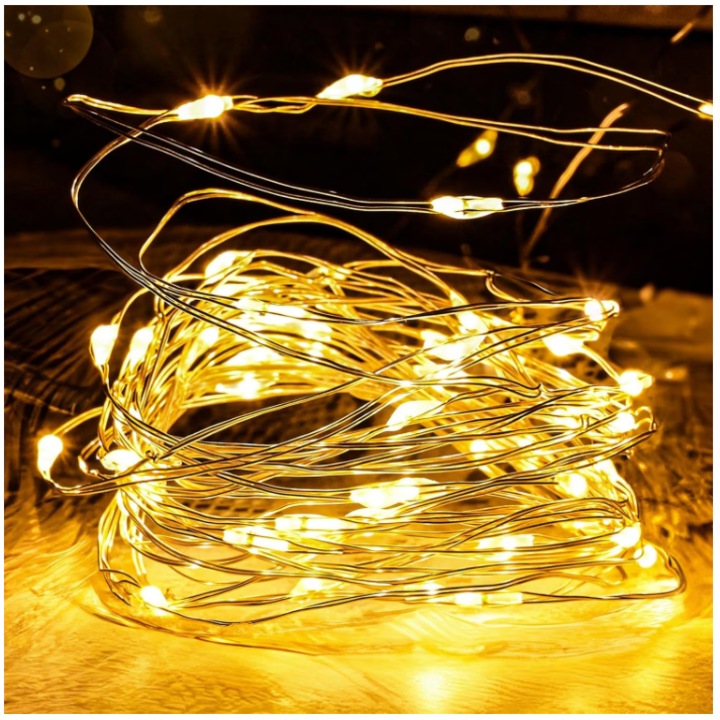 Instalatie luminoasa LED tip fir, alimentare USB, 8 moduri iluminare, IP65, flexibila, lumina calda, Argintiu