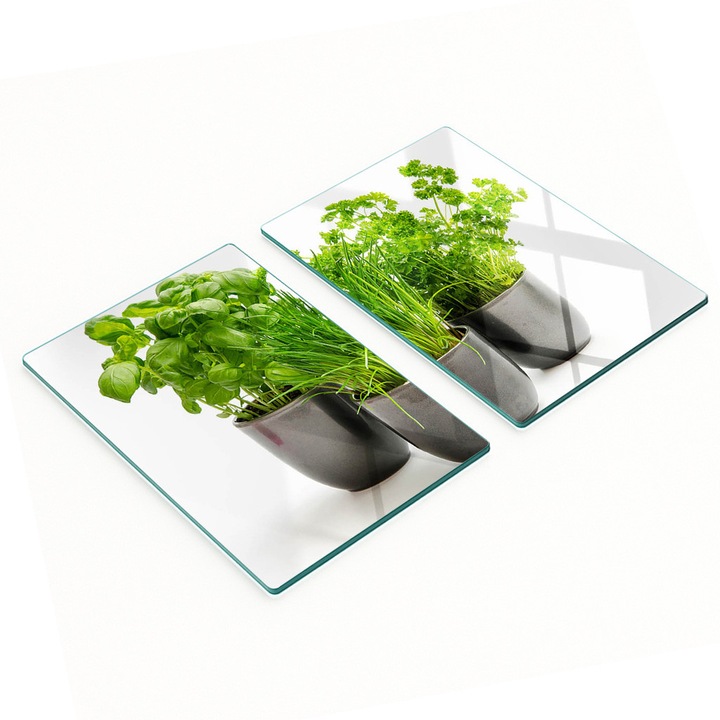 Tulup 4 db-os üveg alátét készlet 40x52cm, tartós, csúszásmentes, cserepes növény mintával