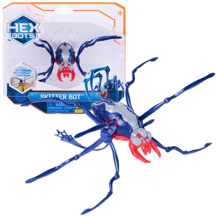Фигурина Skitter Bot Hex Bots – син робот паяк