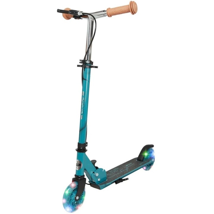 Story Play gyermek roller kézifékkel, LED kerekekkel, türkiz