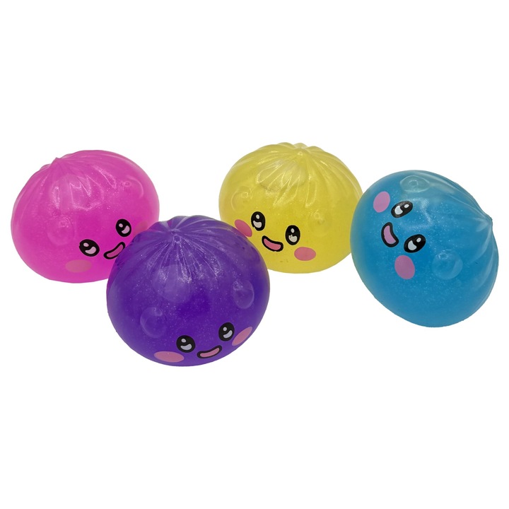 Играчка Squishy Антистрес, Flippy, Модел Усмихнато Лице Просто с Блясък, 6.5 x 6.5 см, 120 гр, Микс от Изненадващи Цветове