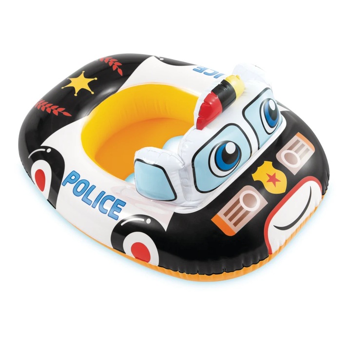 Colac gonflabil cu scaun tip masinuta, 84x58 cm, max. 15 kg, Masina de politie, 1−2 ani