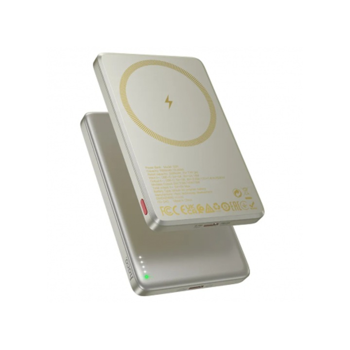 Baterie Externa Hoco Q26 5000mAh 20W PD + FQI 1 x QI - 1 x USB-C Portocaliu