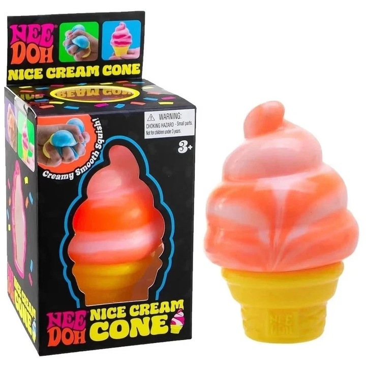 NeeDoh Teenie Needoh Schylling stresszoldó játék, miniatűr squishy, szenzoros fidget játék, neon narancssárga