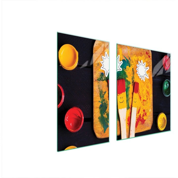 TMK ArtDeko 90x52cm edzett üveg többszínű tűzhelyvédő lap