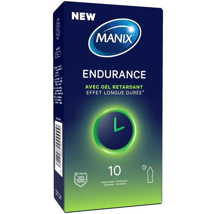 Manix Endurance óvszer szett, 10 db, késleltető, átlátszó, 53mm