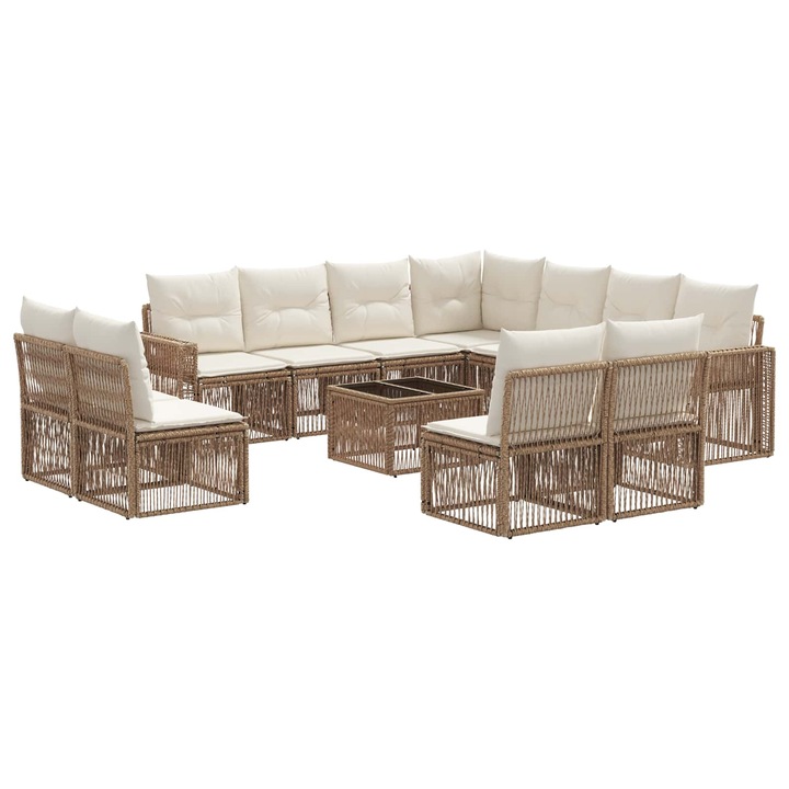 VidaXL Kerti Kanapé Szett 12 db Beige és Krémszínű polirattan 3435162