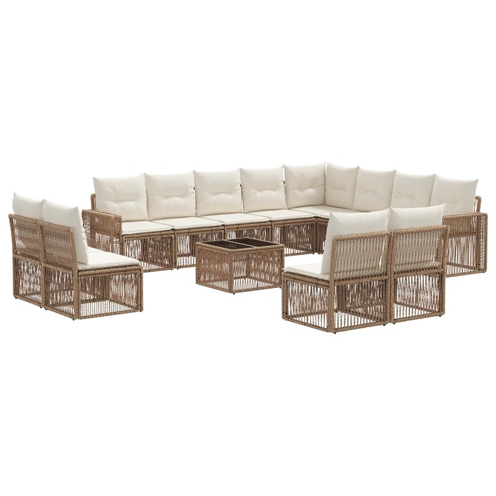 VidaXL Kerti Kanapé Szett 13 db Beige és Krémszínű polirattan 3435285