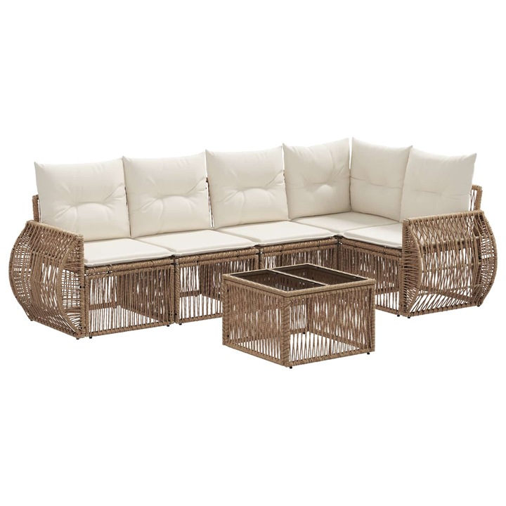 vidaXL Kerti Kanapé Szett 6 db Beige és Krémszínű polirattan 3435420