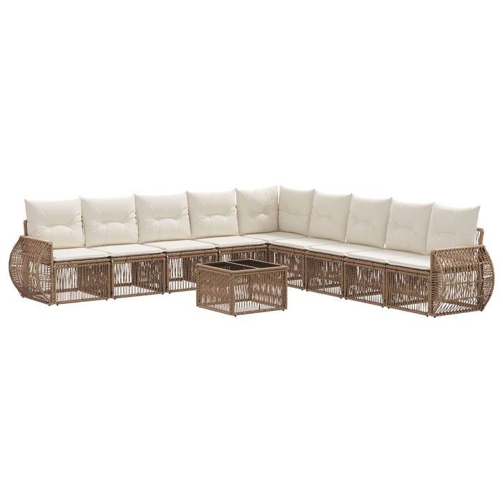 vidaXL Kerti Kanapé Szett 10 db Beige és Krémszínű polirattan 3435444