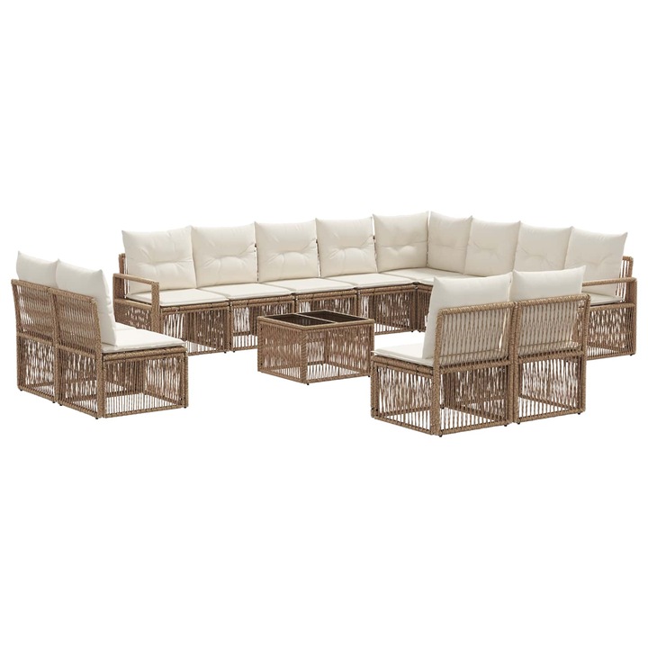 Set de canapele pentru gradina 14 pcs, vidaXL, Bej poliratan