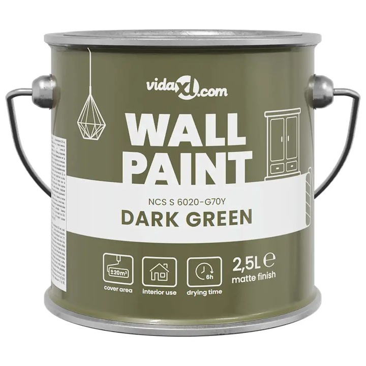 Vopsea de perete Verde 2 vidaXL, 5 L Print pe perete