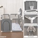 Macvi® gyermek járóka 100 labdával, biztonsági kerítés, 6 hónap - 6 év, 190x129x66 cm, könnyen összeszerelhető, rozsdamentes acél, szürke