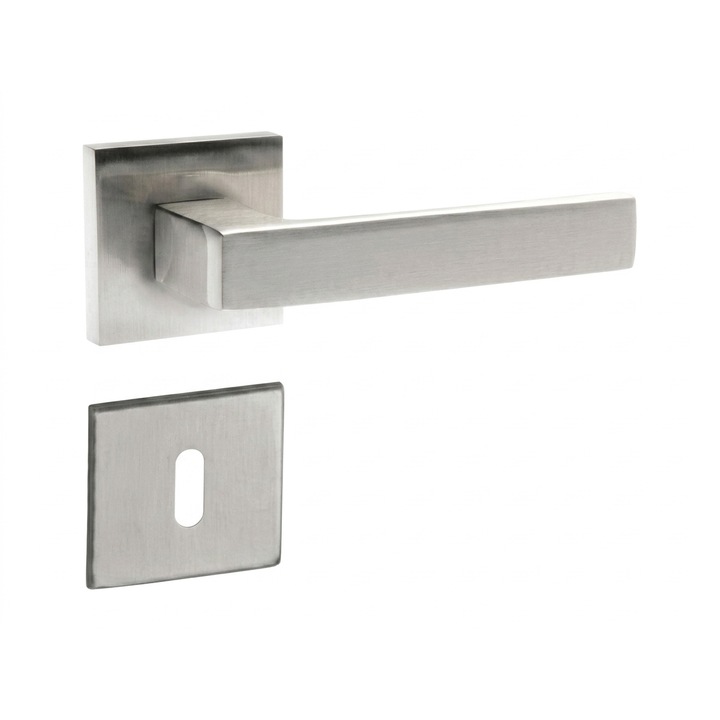 Set manere usa cu rozeta si placa nichel 52081