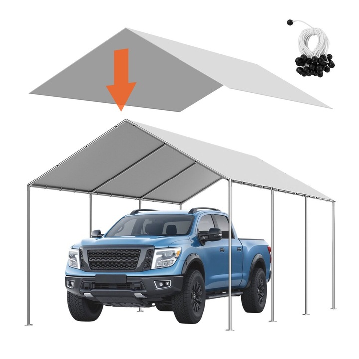 VEVOR 3x6m carport ponyva UV-álló vízálló szürke