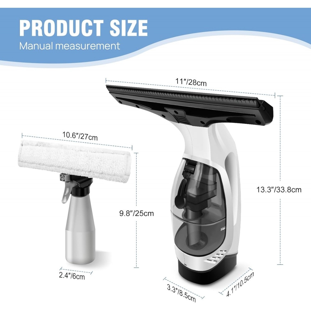 Aspirator electric pentru geamuri cu duza de aspiratie si pulverizator, alb
