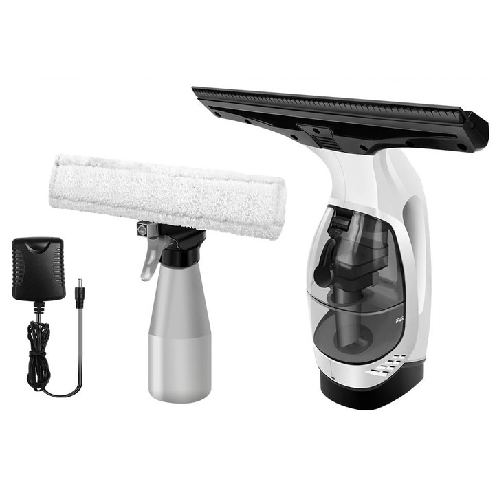 Aspirator electric pentru geamuri cu duza de aspiratie si pulverizator, alb