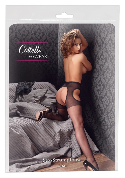 Szexi harisnya, Cottelli, LEGWARE, fekete, kivágásokkal, 20 DEN