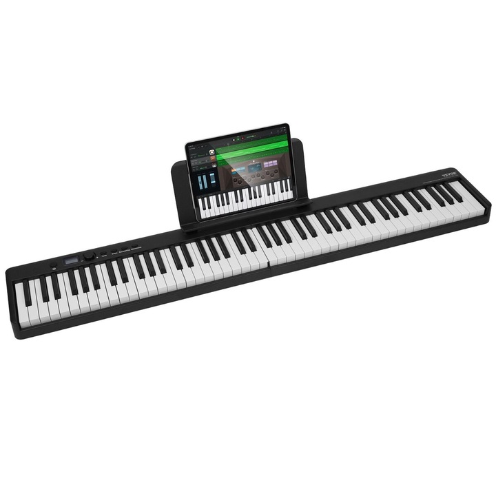 Pian digital pliabil VEVOR 88 clape Bluetooth negru 126x21x7cm
