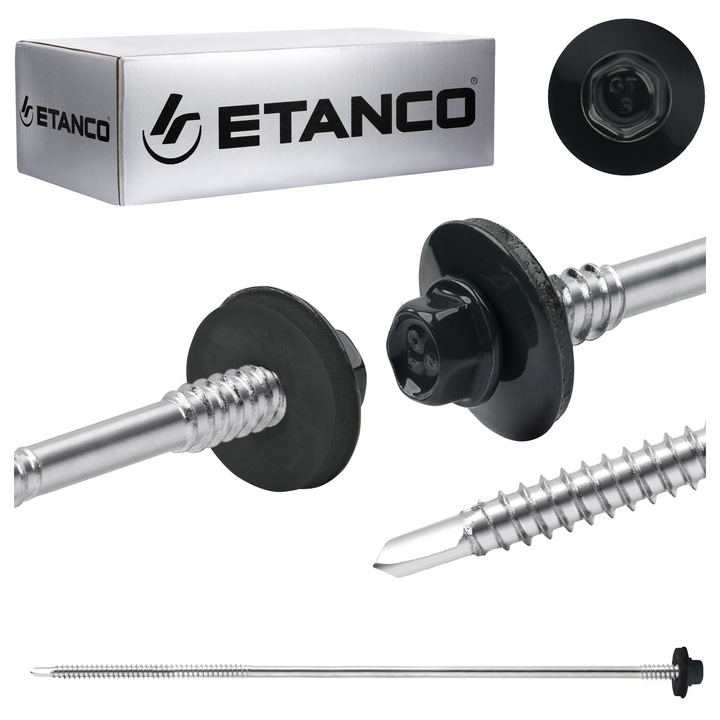 Suruburi Etanco GT 6 SP Z19, 230mm, gri RAL 7016, set 100 buc