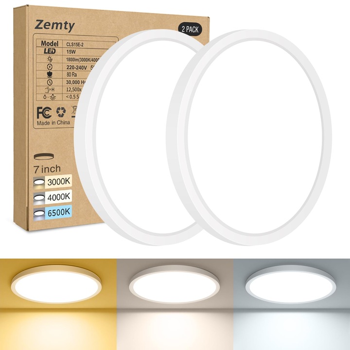 LED плафонна лампа Zemty EBPP800 15W 1800lm бяла 18см