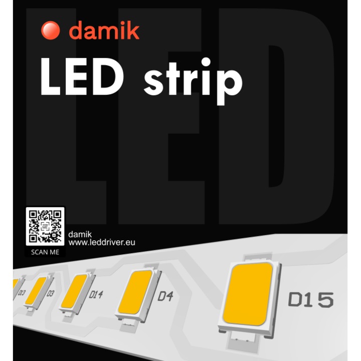 Лента LED Damik 2835 гъвкава топло бяла 3000K 5mx0.8cm
