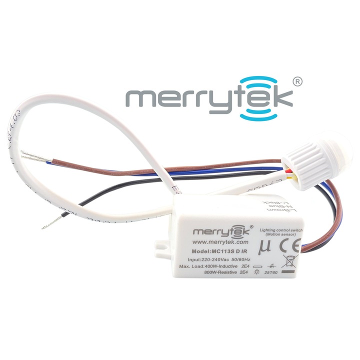 PIR сензор за движение Merrytek MC113S с кабел, външен