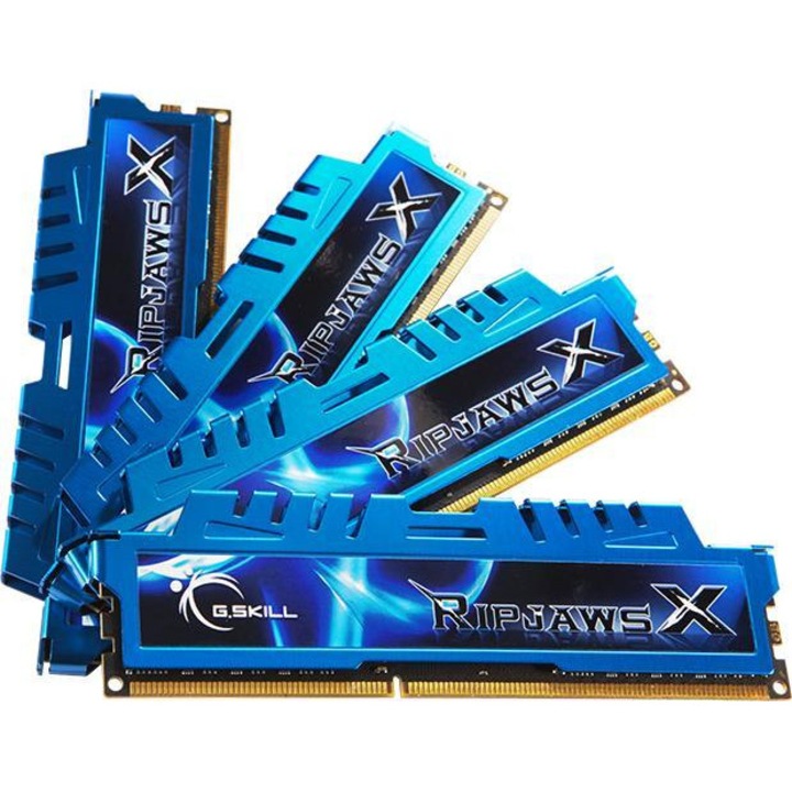 G.Skill RAM memória, 32 GB (4 x 8 GB), DDR3, 1600 MHz, DIMM, 1.5 V, 9 CL, kék