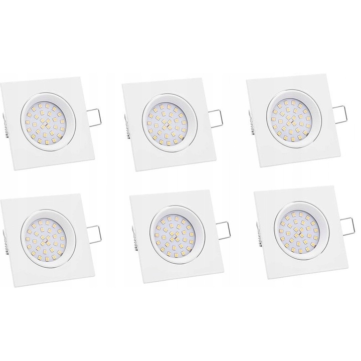 Set 6 spoturi LED Lumare incastrate, alb cald, dimabile, 8.3x2.7x6.8cm