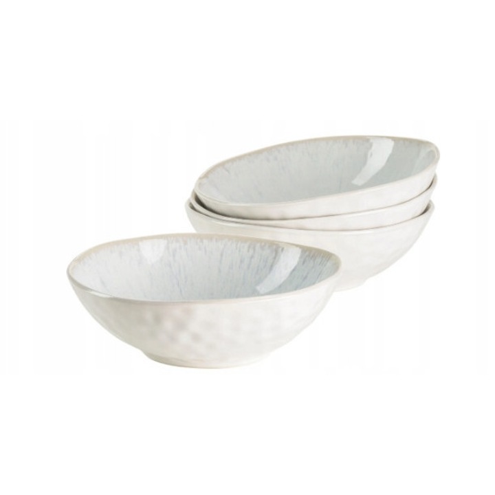 Set 4 boluri Maser Frozen 17,5cm 550ml alb mat interior picurat
