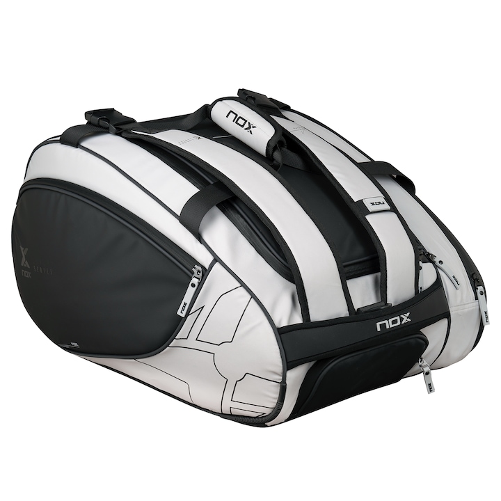Geanta padel NOX Luxury Master Series, termica, negru-alb, 60x30x35cm