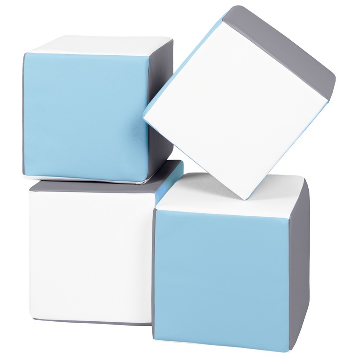 Set 4 cuburi din spuma Velinda, multicolor, 15x15x15cm