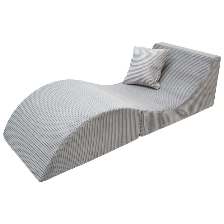 Fotoliu relaxare Velinda 3 in 1 gri 60x80x40cm