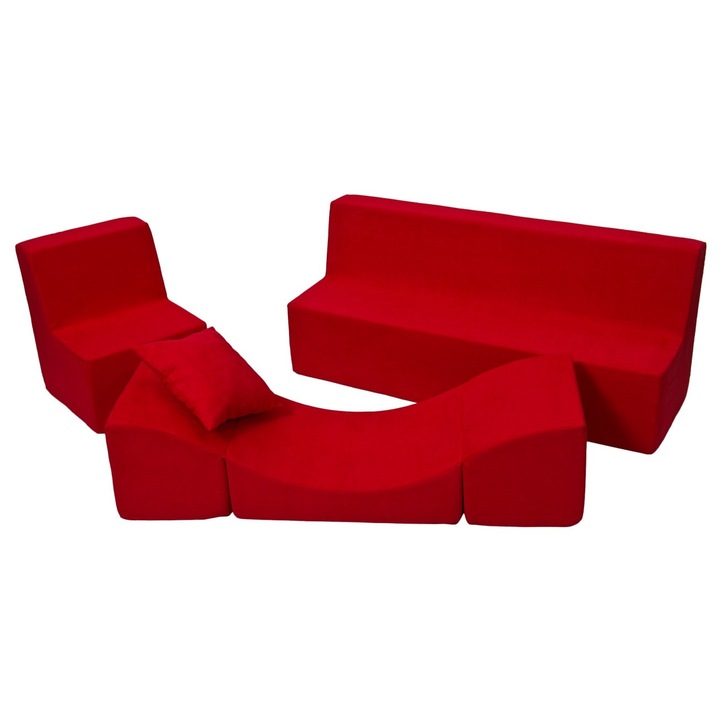 Set mobilier copii Velinda fotoliu canapea sezlong rosu 50x120x40cm