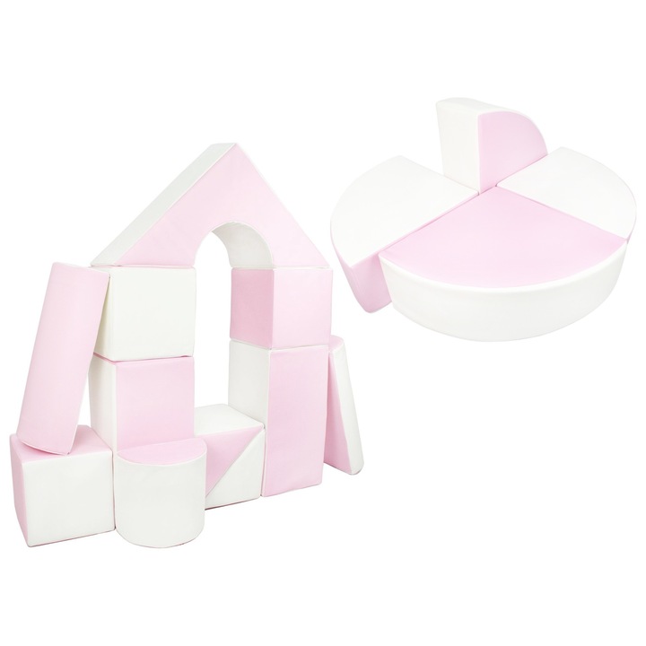 Set 15 blocuri din spuma Velinda, alb roz pastel, mari